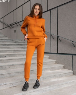 Жіночий спортивний костюм Staff home brown orange fleece